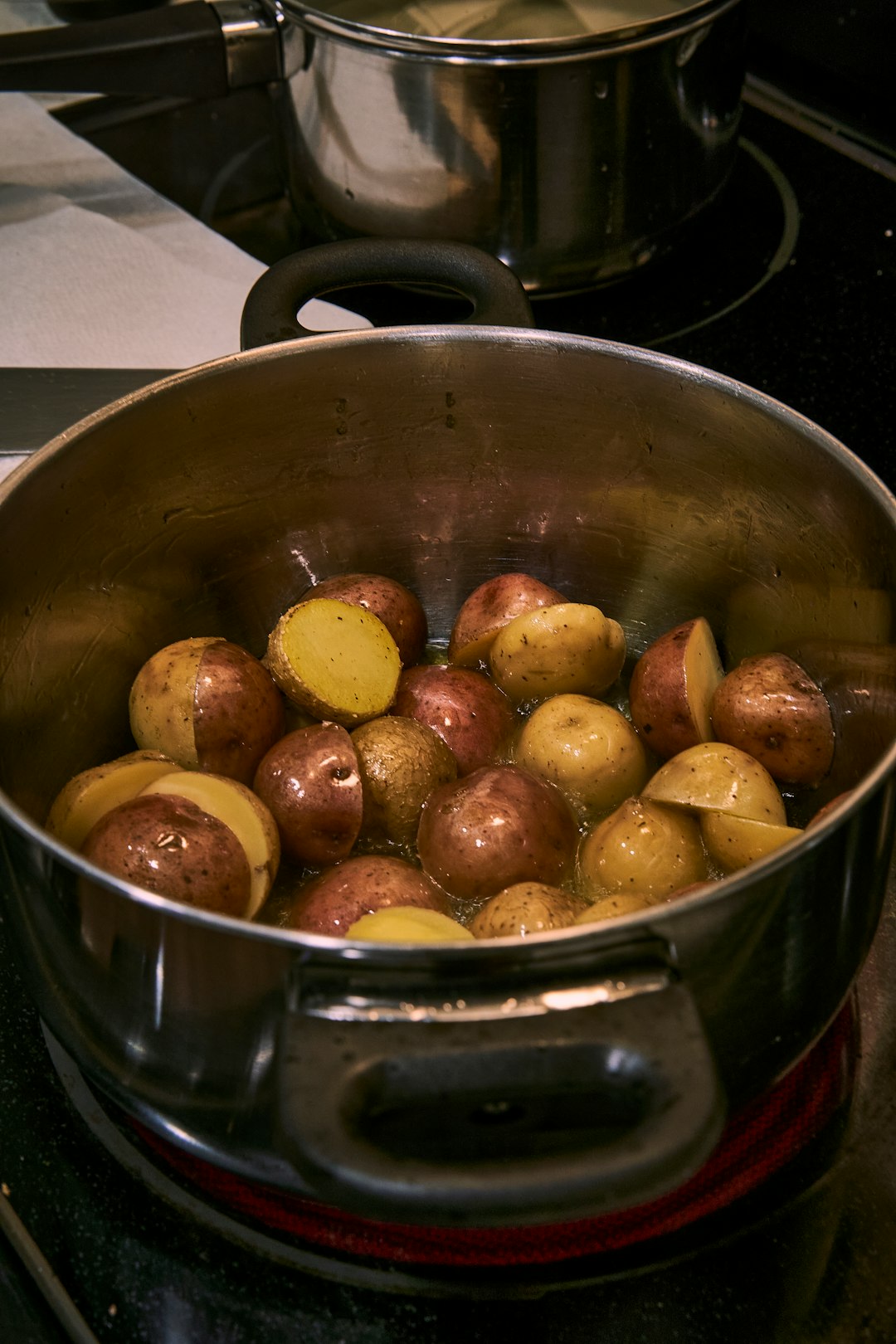 a pot of potatoes