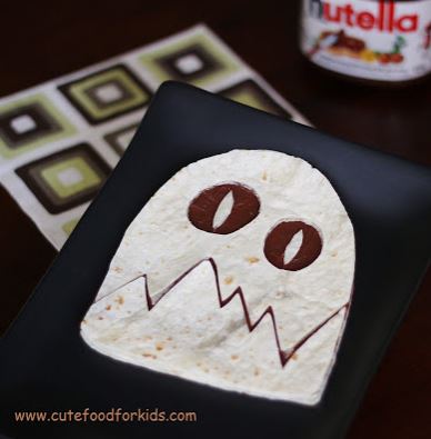 image of a ghost nutella wrap from cute food for kids
